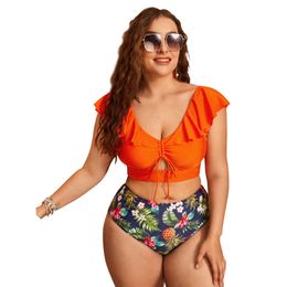 women bikini designer swimsuit bikini womens swimsuit split high waist print plus size fat woman bikini swimsuit women