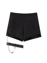 Women's Shorts Black Gothic 90s Aesthetic Y2k Wide Short Pants Harajuku Korean Trashy Japanese 2000s Style Clothes 2024