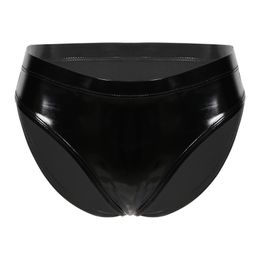 Sexy Womens Patent Leather Panties Elastic Waistband Lingerie Underwear Wet Look Rave Outfit Clubwear 240311