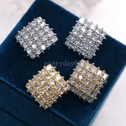 2024 Top Sell Stud Earrings Sparkling Luxury Jewelry 925 Sterling Silver Rose Gold Fill 5 Rows 5A Cubic Zircon Party OL Women Diamond Earring Gift