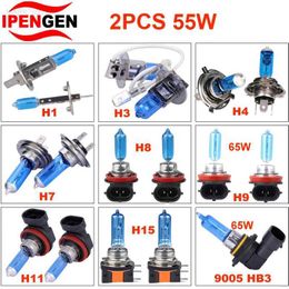 Other Car Lights 2pcs ultra bright car lights H1 H3 H4 H7 H8 H9 H11 H15 9005 H3 automatic halogen bulb fog light 55W 12V 6000K white headlightsL204