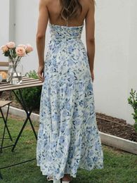 Casual Dresses Boho Summer For Women 2024 Spaghetti Straps Sleeveless Flowy Maxi Dress Tiered Swing Sundress