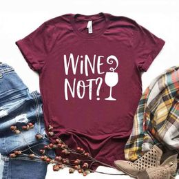 Women's T-Shirt Wine Not Print Womens T-shirt Casual and Fun Womens T-shirt Top of the line Hipster 6 Color Straight Boat NA-509 240322