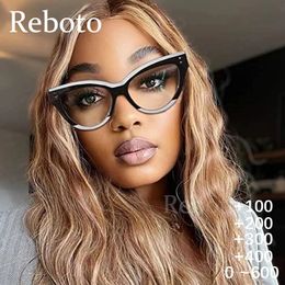 Big Brand Reading Glasses Fashion Cat Eye Women Anti Blue Light Transparent Eyeglasses Oversized Prescription Glasses Frames 240318