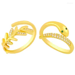 Cluster Rings 1 Piece Gold Colour Women Adjustable Snake Creative For Party Jewellery Model