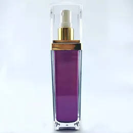 Storage Bottles 80ml&120ml Capacity Square Shape Purple Colour Acrylic Material Refillable Spray Perfume Bottle With Sprayer Pump