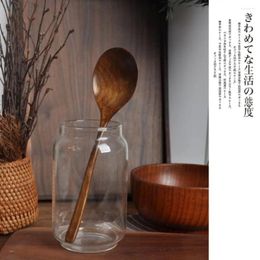 Spoons Wooden Soup Spoon Long Handle Dessert Rice Teaspoon Cooking Kitchen Accessories Wood Gadgets