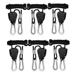 Accessories 6PCS Adjustable 1/8Inch Lanyard Hanging For Tent Fan Led Grow Plant Lamp Rope Ratchet Hanger Pulley Lifting Pulley Hook