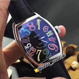 High Quality CRAZY HOURS 8880 CH COLOR DREAMS Numerals Dial Automatic Mens Bunce Watch Steel Case Leather Strap New Watches Hello 213g