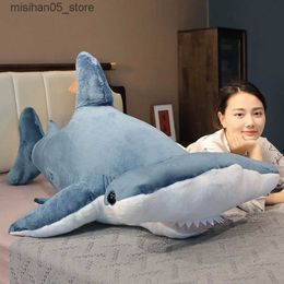 Plush Dolls 55-135cm Giant Whale Plush Toy Blue Ocean Animal Filling Embrace Shark Soft Pillow Childrens Gift Q240322