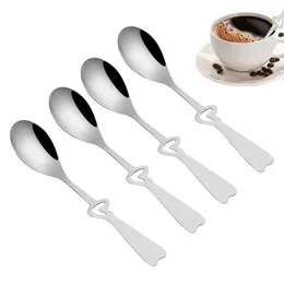 Coffee Scoops 4pcs Heart Shaped Spoon Set Stainless Steel Teaspoon Dessert Ice Cream Stirring Small Spoons Kitchen Accessories