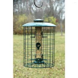 Other Bird Supplies 6-port Caged Squirrel Resistant Metal Cage Tube Feeder Green