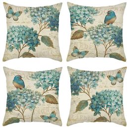 Pillow Small Fresh Plant Floral Printed Decorative Pillowcase Linen Home Living Room Sofa Car Seat Cover Multifunctional