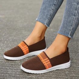 Casual Shoes 2024 Summer Knitted Flat For Women's Retro Lightweight Slip On Breathable Women Walking