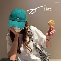 Ball Caps Simple Letter Embroidered Baseball Cap Female 2024 Spring Korean Fashionable Green Sun Shading