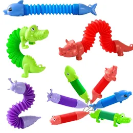 Pop Tubes Toys Fidget Toys Rabbit Cat Dinosaur Stress Relief Telescopic Giraffe Sensory Bellows Anti-Stress Squeeze Kid Boy Girl