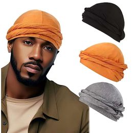 Pullover Vintage Head Wraps Men Stretch Modal and Satin Turban Scarf Tie for Hair