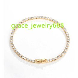 Plated Jewellery Tennis Bracelet Tennis Chain Bracelet Gold 925 Sterling Silver with Cubic Zirconia High Quality Hiphop Zircon