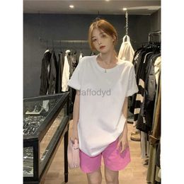 Women's T-Shirt Pure cotton loose BF female student fashion clothing Korean version Ins white T-shirt summer short sleeved womens T-shirt 240322