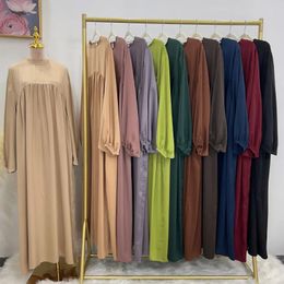 Ethnic Clothing Shimmer Abayas Bishop Sleeves Muslim Woman Maxi Dresses Loose Dubai Turkish Modest Outfits Casual Islam Ramadan Eid