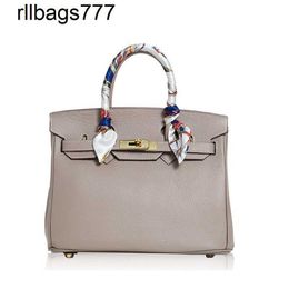 Genuine leather BK Bags Designer Handbag 2024 Handmade Togo Calfskin Black Gold Buckle Bk30 Litchi Pattern with Logo