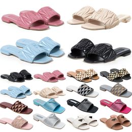 espadrille designer for women Sandals slides slippers miui platform luxury black pink womens girl monolith foam rubber matelasse nappa leather slides size 35-42