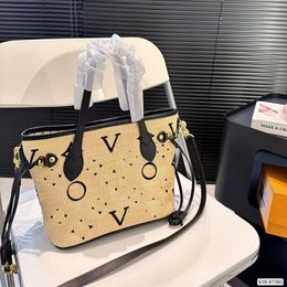 2024 Designer Bag Fashion Straw Tote Retro Shopping Bag Women Handbags Large Beach Bags Luxury Travel Crossbody Woven Bucket Bag Black Shoulder Bag Casual Wallet