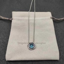 Collana a catena di lusso di design Catene girocollo con zirconi rotondi per ciondolo in pietra blu Solido rubino zaffiro Collane da donna Gemma colorata alla moda Gioielleria raffinata 3