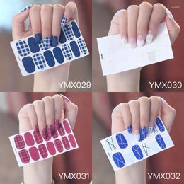 Nail Stickers 14Tips/Sheet Korea Style Full Art Wraps Fingernail Patches Decals DIY Waterproof Manicure Strips Tool