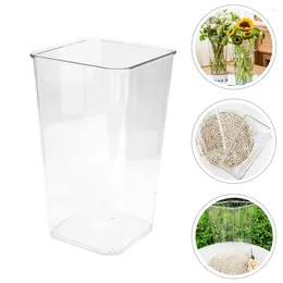 Vases Acrylic Flower Arrangement Bucket Vase Container Simply Square Decorative Centrepiece Home Indoor Office Ornament