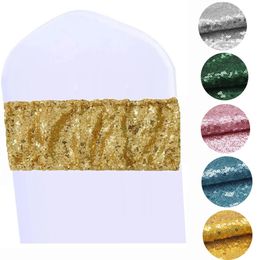 1050pcs Gold Sequin Chair Sashes Sliver Party Decor Band Wedding Stretched Chairs Bow for Events Banquet 240307