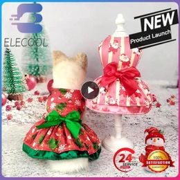 Dog Apparel Christmas Theme Pet Dress Elegant Eye-catching Lovely Unique Double Layer Clothes With Bow High Quality