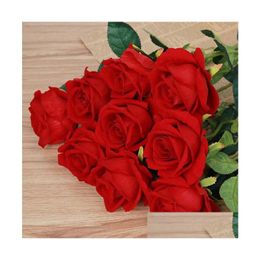Decorative Flowers Wreaths Silk Rose Artificial Real Like Home Decorations For Party Birthday Room 8Colors Choose Hr009 Drop Delivery Ot9Tz