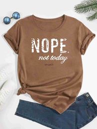 Women's T-Shirt Nope Plus Size Printed Graphic T-shirt Cute Short sleeved Crew Neckline Casual Daily Top Womens ClothingL2403