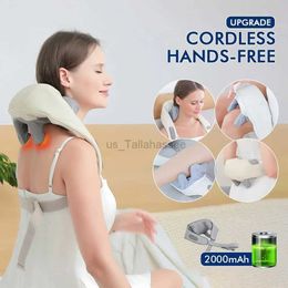 Massaging Neck Pillowws Electric Massage Shawl Wireless Neck And Back Massager Neck And Shoulder Kneading Massage Pillow Cervical Back Muscle Relaxing 240322