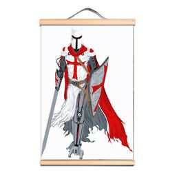 The Crusades Armour Warrior Canvas Art Print Poster Vintage Masonic Knights Templar Scroll Painting Wall Hanging Decor Drawing CD31