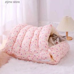 Cat Beds Furniture Winter Warm Cat Bed Super Soft Cute Pet Nest Small Dog House Cat Sleeping Bed House Pet Mat Warm Mat Animal Accessories Y240322