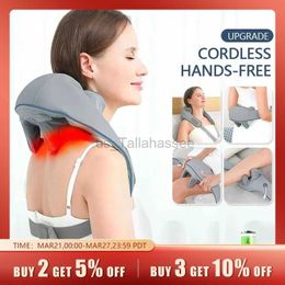 Massaging Neck Pillowws Foreverlily Wireless Neck And Back Massager Neck And Shoulder Kneading Massage Shawl Neck Cervical Relaxing Trapezius Massager 240322