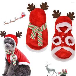 Dog Apparel Christmas Cute Costume Jumpsuit Hooded Cosplay Outfit Dogs Comfortable Costumes Party Winter Warm Clothes W3q5