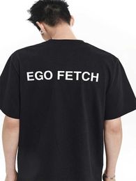 Men's T-Shirts PH-1 EGO FETCH Black and White T-shirt #005 Large Pocket Short Sleeve Summer Unisex T-shirt J240322