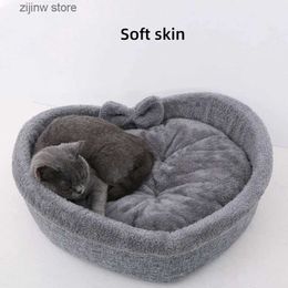 Cat Beds Furniture Comfortable heart-shaped pet bed thick PP cotton warm dog house - small and medium-sized dog pet supplies indoor Y240322