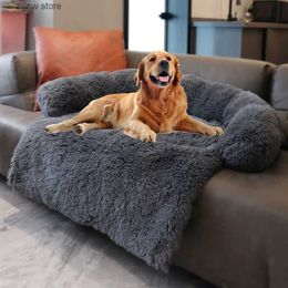 kennels pens Detachable plush pet dog bed sofa for large dog house mats warm winter cat bed mats washable dog mats blankets sofa covers Y240322