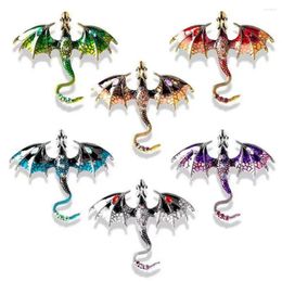 Brooches Vintage Oil-dripping Flying Dragon Brooch Rhinestone Cartoon Enamel Animal Shape Men Women Clothing Hat Bag Lapel Pin Fashion Je