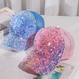 Ball Caps Shiny Hats Women's Mesh Summer Sunscreen Breathable Hat Sequined Baseball Cap Spring Party Bonnets Casual