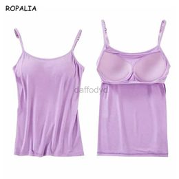 Women's T-Shirt Womens padded soft casual bra vest womens spaghetti camisole top vest womens close fitting vest 240322