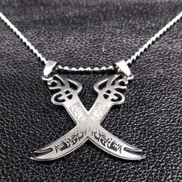 Retro Imam Ali Sword Muslim Islam Knife Necklace Jewelry Stainless Steel Arabic Pendant Necklaces For Men Women jewlery N403S02 Y0257Q