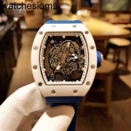 Swiss ZF Factory RichaMill Watch Watches Luxury Mens Mechanics Wristwatch Wine Barrel Watch Rms055 Series 2824 Automatic Mechanical Ceramic Case Tape Wris