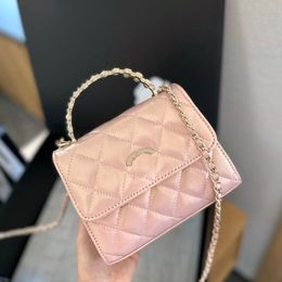 Mini Pearl Handle Women Designer Crossbody Bag 16CM Gold Hardware Luxury Handbag Leather Diamond Checked Shoulder Bag Evening Clutch Shopping Coin Purse Sacoche