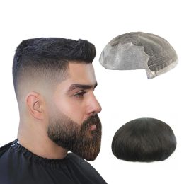 Toupees NLW Toupee for Men Human Hair Prosthesis Hair Units Mono Combine with Behind PU Hair pieces Hair Replacement System