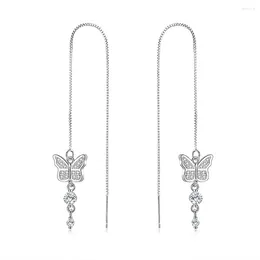 Dangle Earrings Butterfly Austrian Crystal Line Long Drop For Women 18k White Gold Silver Colour Jewellery Diamonds Gemstones Gifts